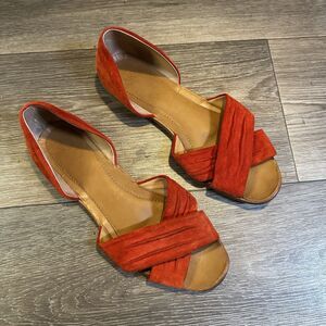 Franco Sarto Women's Vala Flat Red Suede Leather Sz 8.5